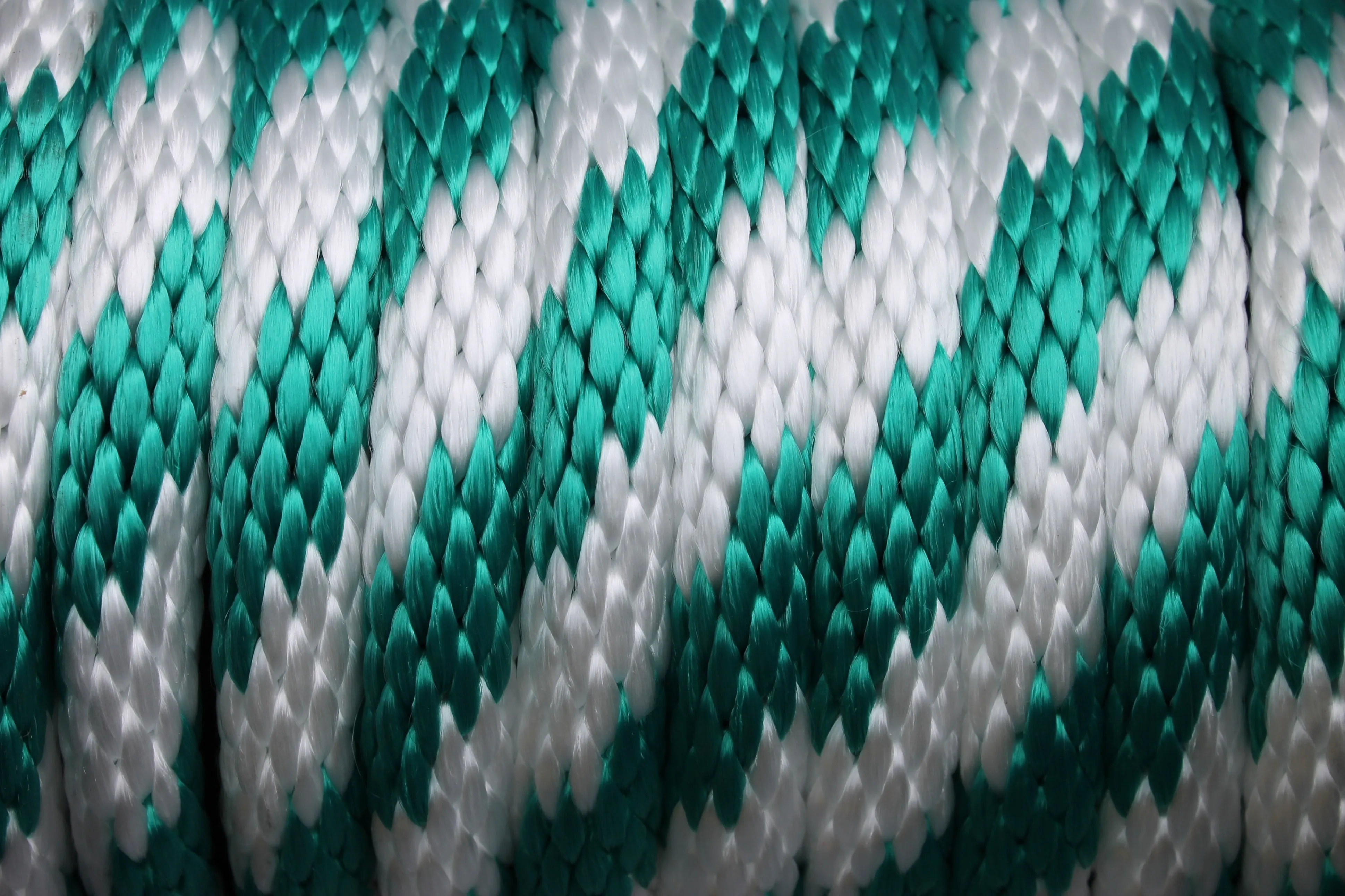 Teal and White Solid Braided Multifilament Polypropylene Rope