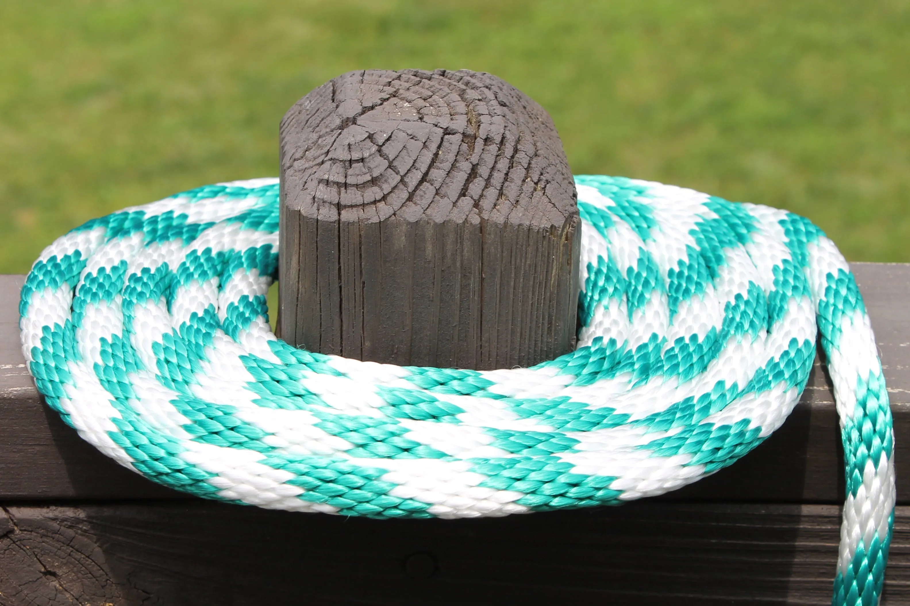 Teal and White Solid Braided Multifilament Polypropylene Rope