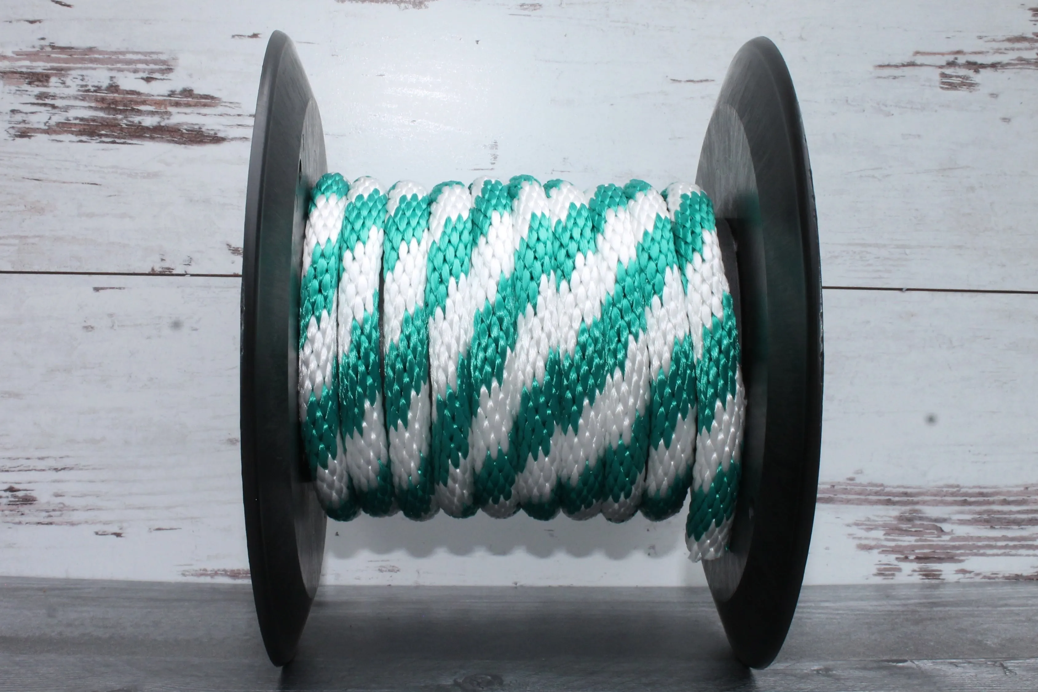 Teal and White Solid Braided Multifilament Polypropylene Rope