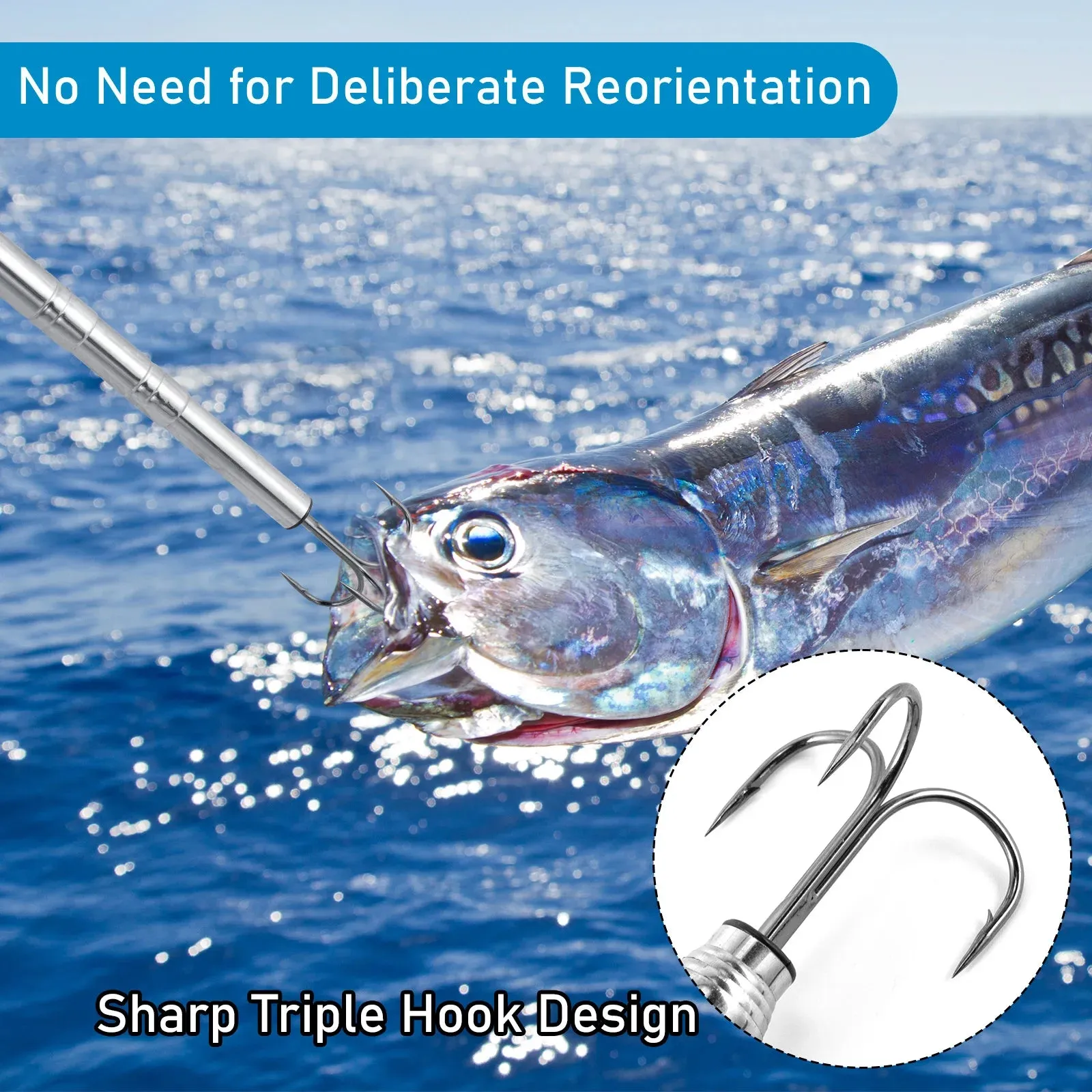 Telescopic Fishing Gaff Stainless Steel Triple Hook small strong Boat
