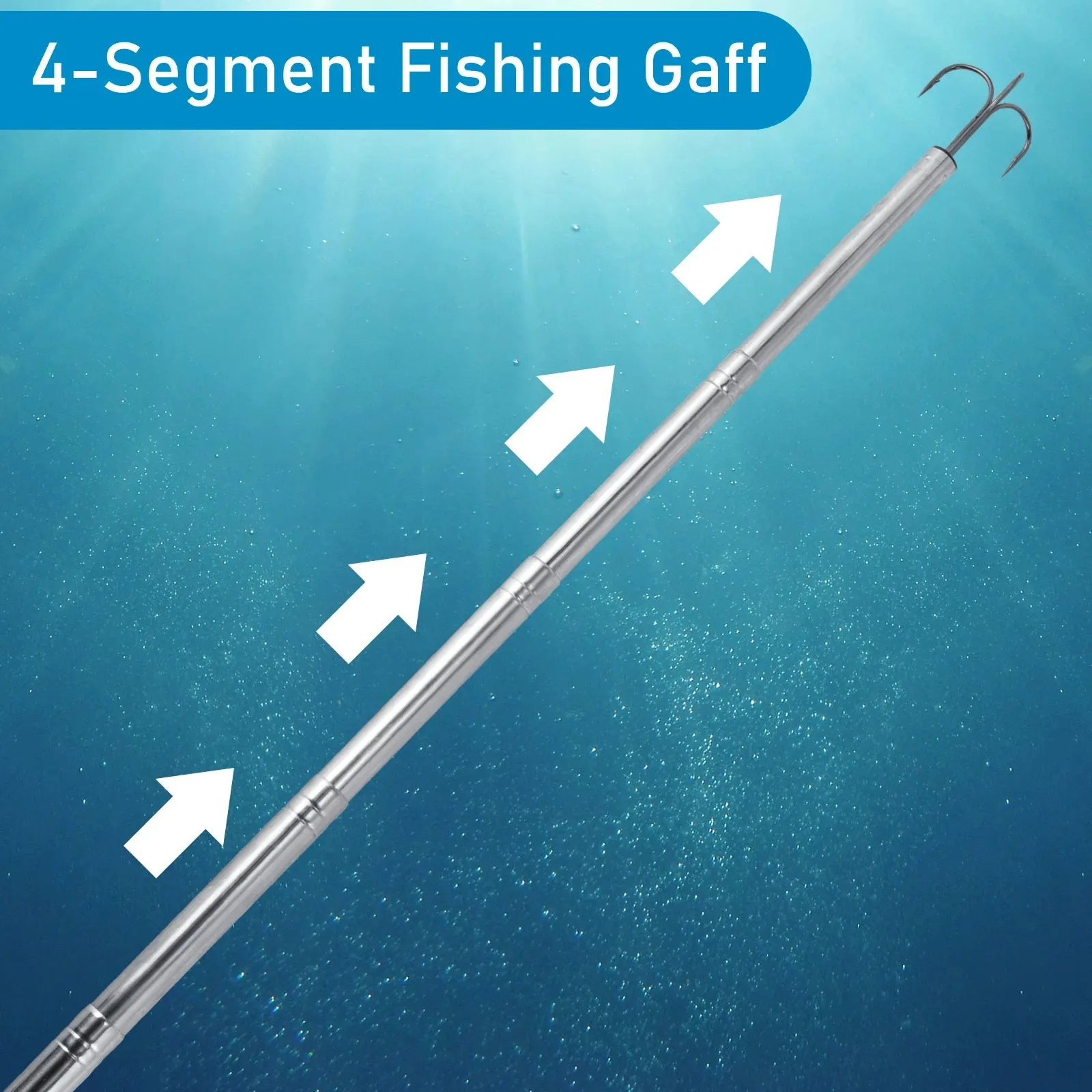 Telescopic Fishing Gaff Stainless Steel Triple Hook small strong Boat