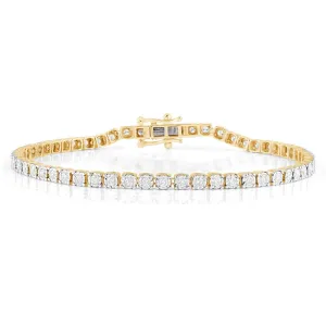 Tennis Bracelet with 1.00ct of Diamonds in 9ct Yellow Gold