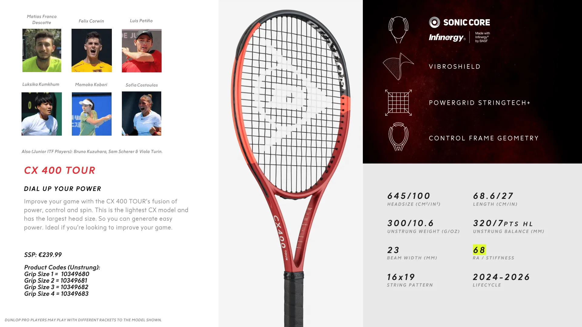 Tennis Racquet - CX 400 Tour 2024 - Frame