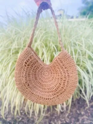 The Henna Straw Braided Circle Tote Bag