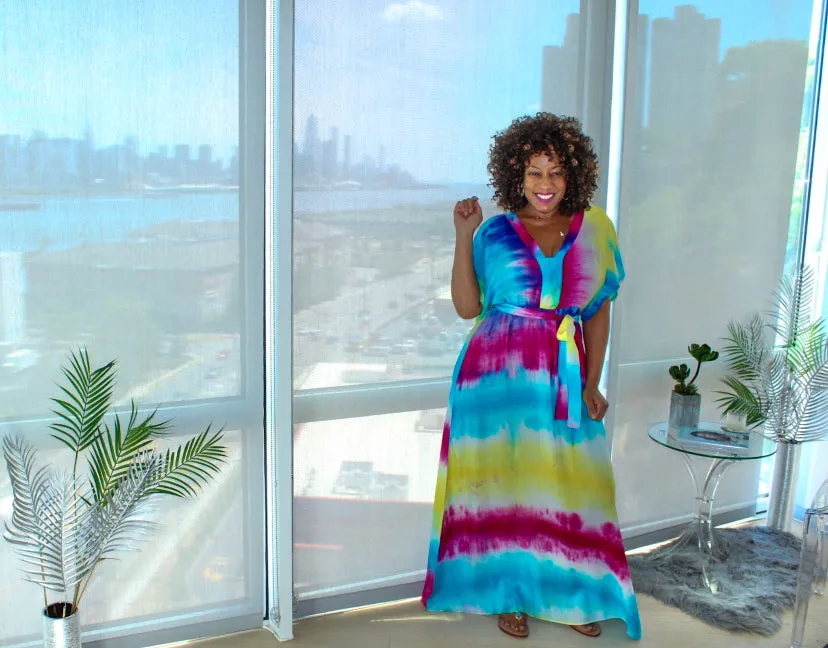 Tie Me Down Tie Dye Kimono Dress