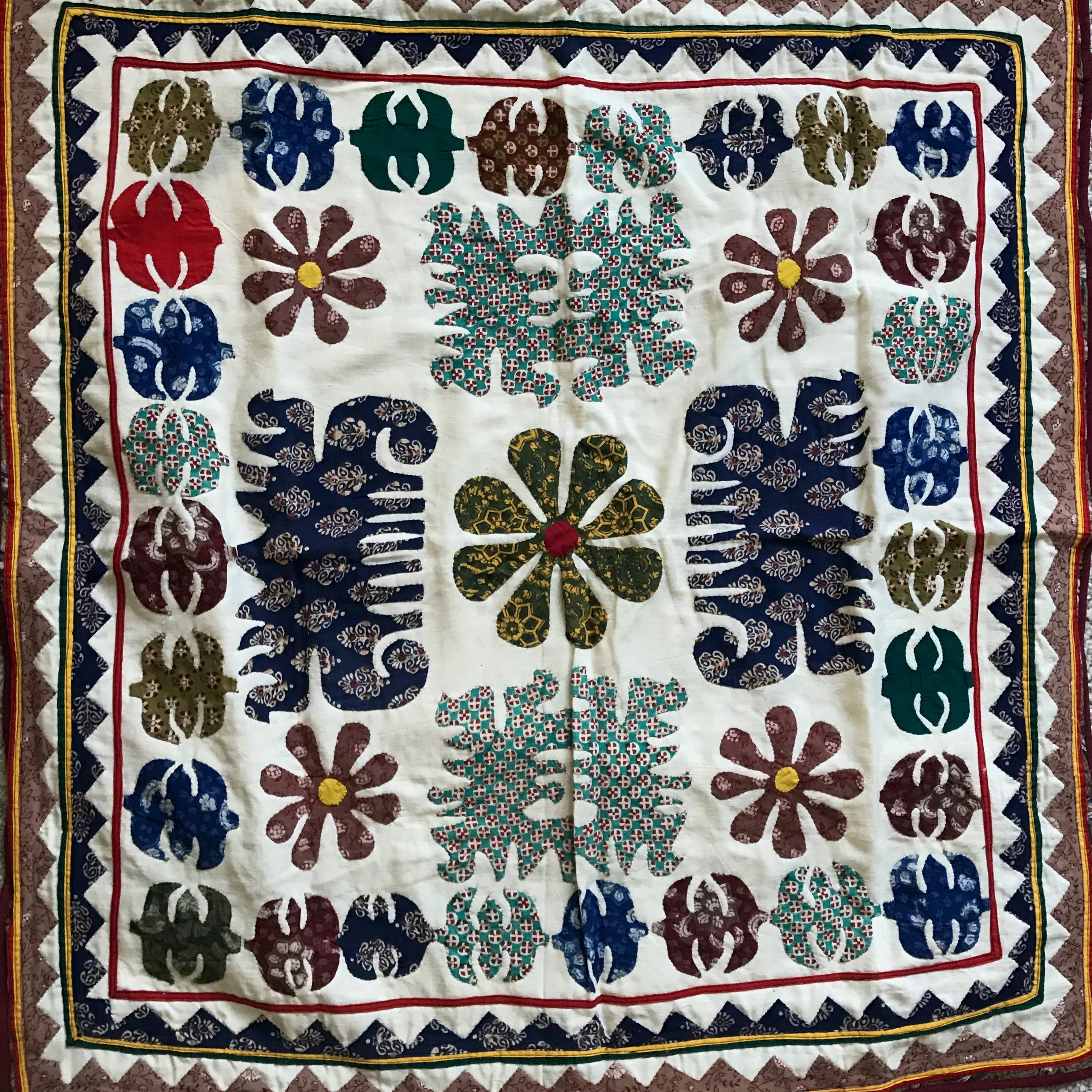 Tilonia® Floor Pillow Cover with Colorful Appliqué