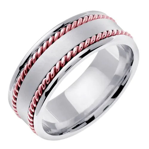 Titanium and 14K Two Tone Gold center Hand Braided Cord Ring