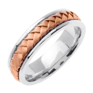 Titanium and Gold Hand Braided Design Ring Band