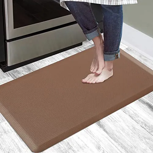 Toocust Kitchen Mat,Anti Fatigue Kitchen Mat,Cushioned Kitchen Mats for Floor,Foam Mat,Waterproof Non-Slip Kitchen Rugs and Mats,Kitchen Floor Mats in Front of Sink,17.3"x 27.6",Brown, Size S