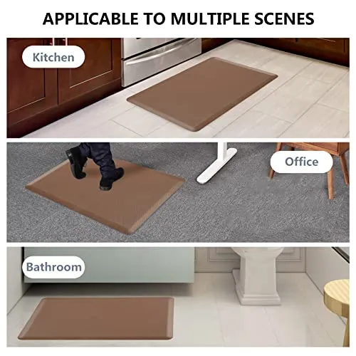 Toocust Kitchen Mat,Anti Fatigue Kitchen Mat,Cushioned Kitchen Mats for Floor,Foam Mat,Waterproof Non-Slip Kitchen Rugs and Mats,Kitchen Floor Mats in Front of Sink,17.3"x 27.6",Brown, Size S
