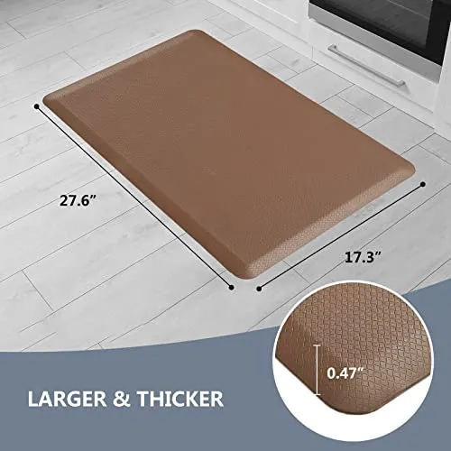 Toocust Kitchen Mat,Anti Fatigue Kitchen Mat,Cushioned Kitchen Mats for Floor,Foam Mat,Waterproof Non-Slip Kitchen Rugs and Mats,Kitchen Floor Mats in Front of Sink,17.3"x 27.6",Brown, Size S