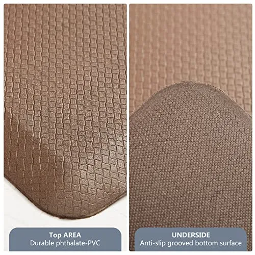 Toocust Kitchen Mat,Anti Fatigue Kitchen Mat,Cushioned Kitchen Mats for Floor,Foam Mat,Waterproof Non-Slip Kitchen Rugs and Mats,Kitchen Floor Mats in Front of Sink,17.3"x 27.6",Brown, Size S