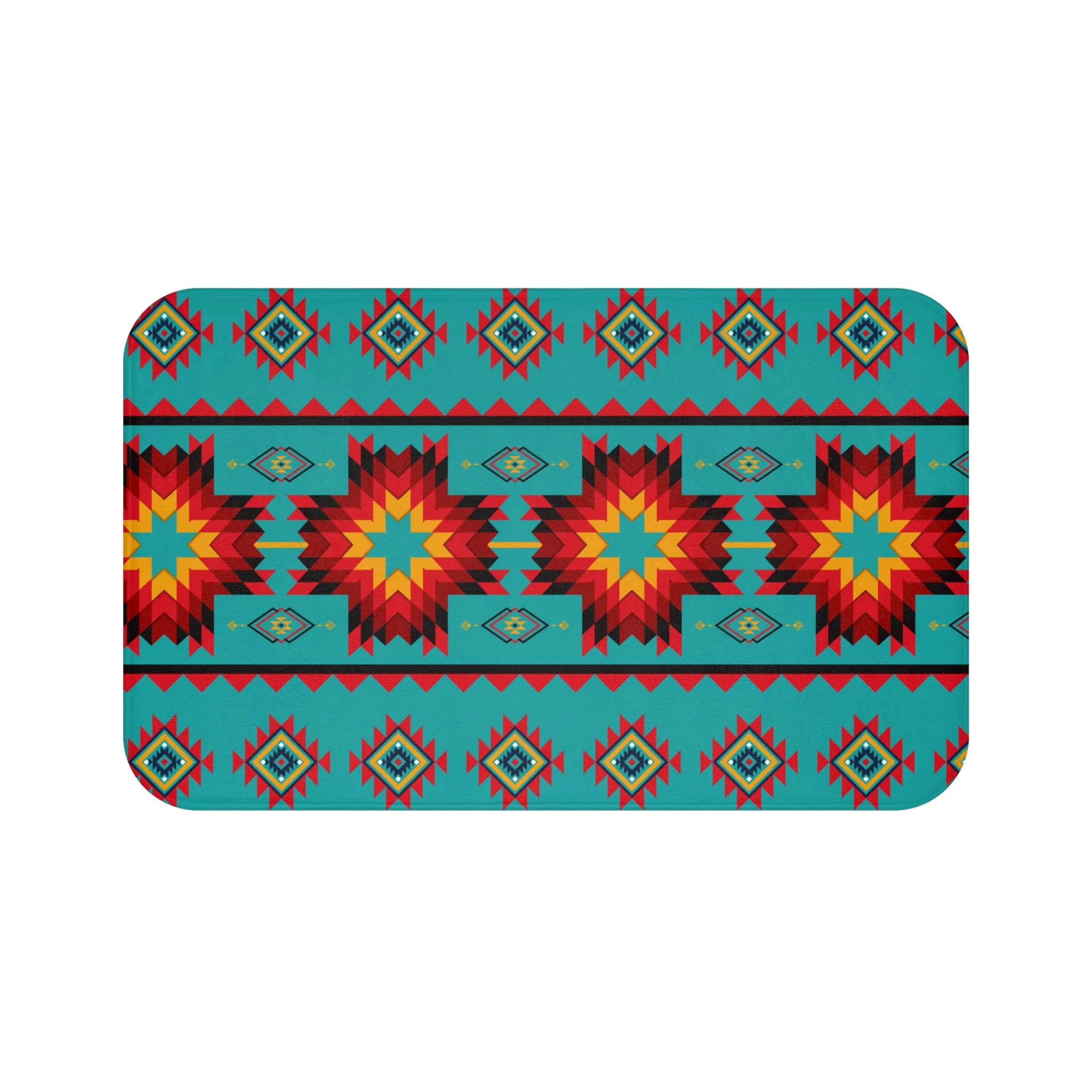 Turquoise Aztec Memory Foam Bath Mat