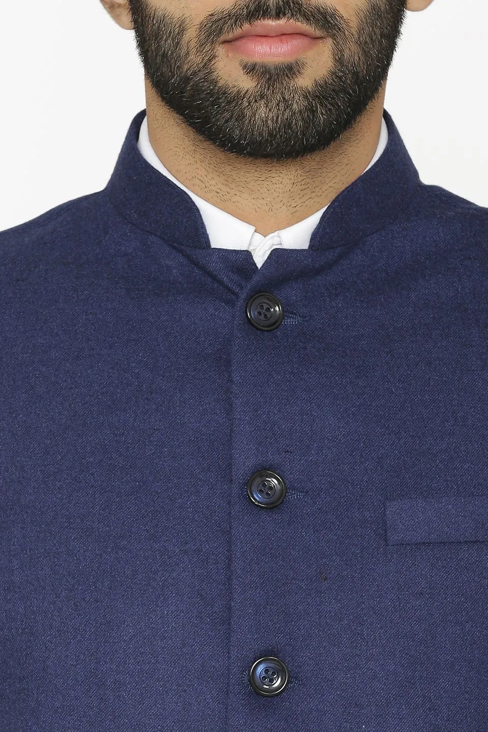 Tweed Wool Blue Modi Nehru Jacket