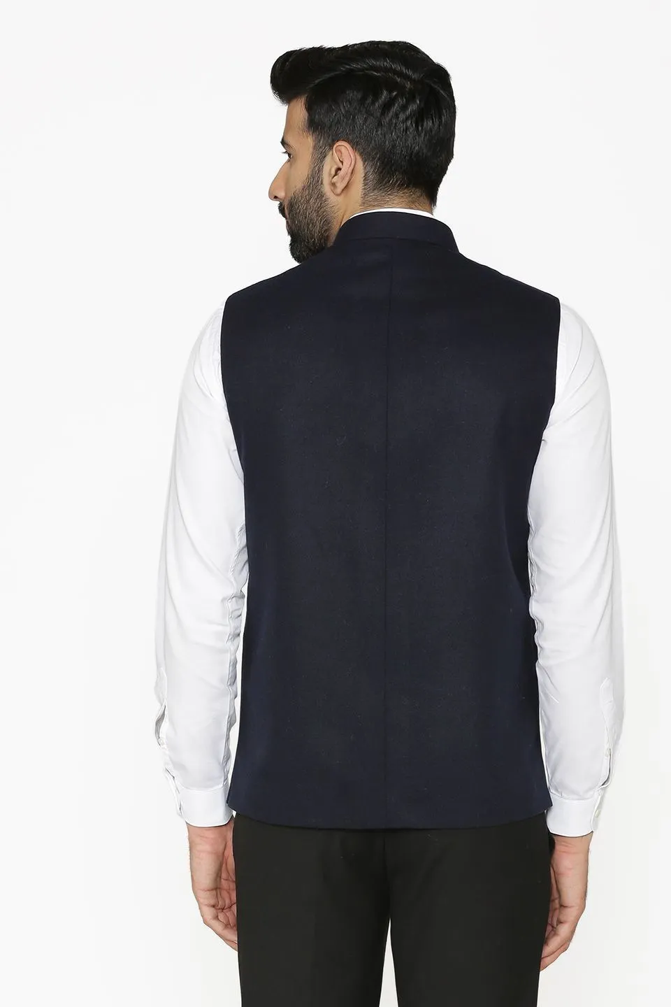 Tweed Wool Blue Modi Nehru Jacket