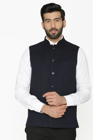 Tweed Wool Blue Modi Nehru Jacket