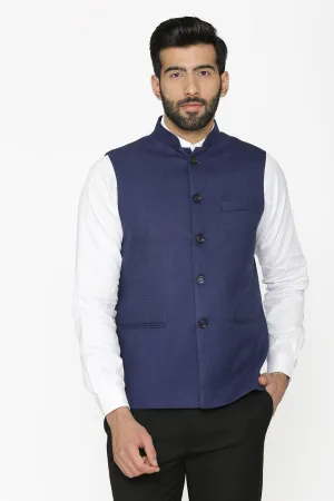 Tweed Wool Blue Modi Nehru Jacket