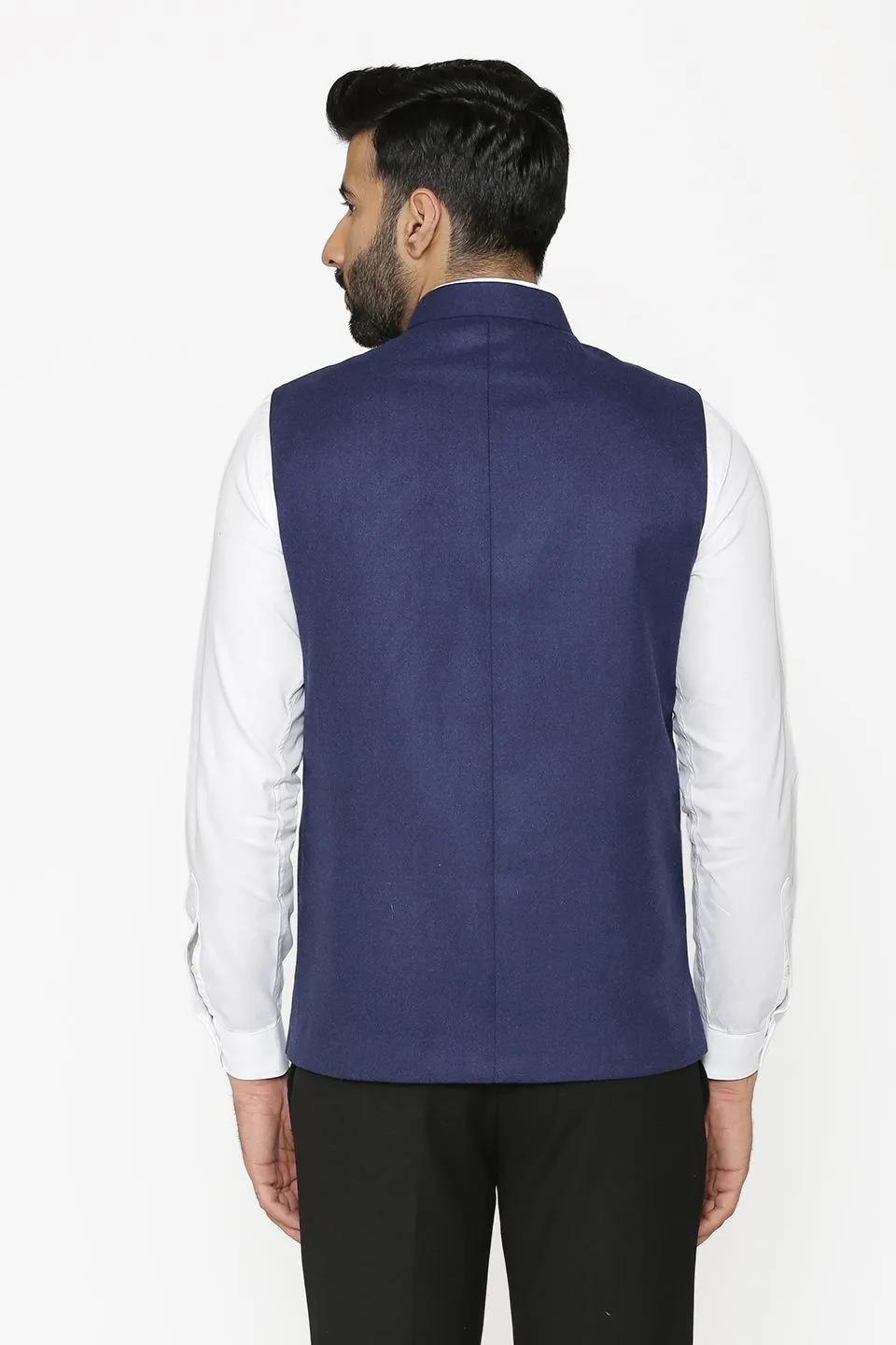 Tweed Wool Blue Modi Nehru Jacket