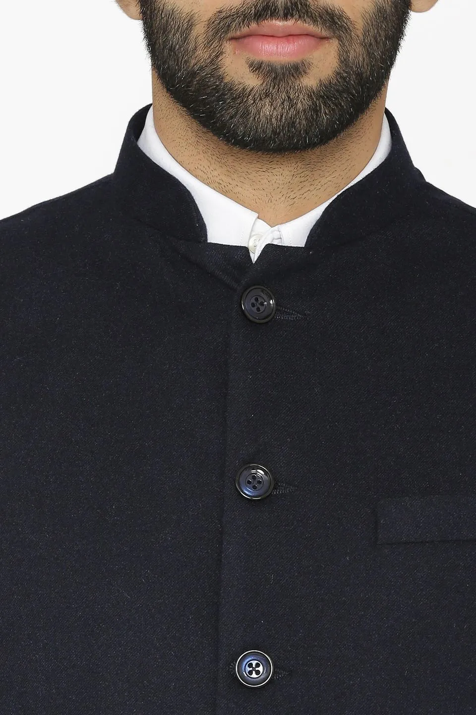 Tweed Wool Blue Modi Nehru Jacket