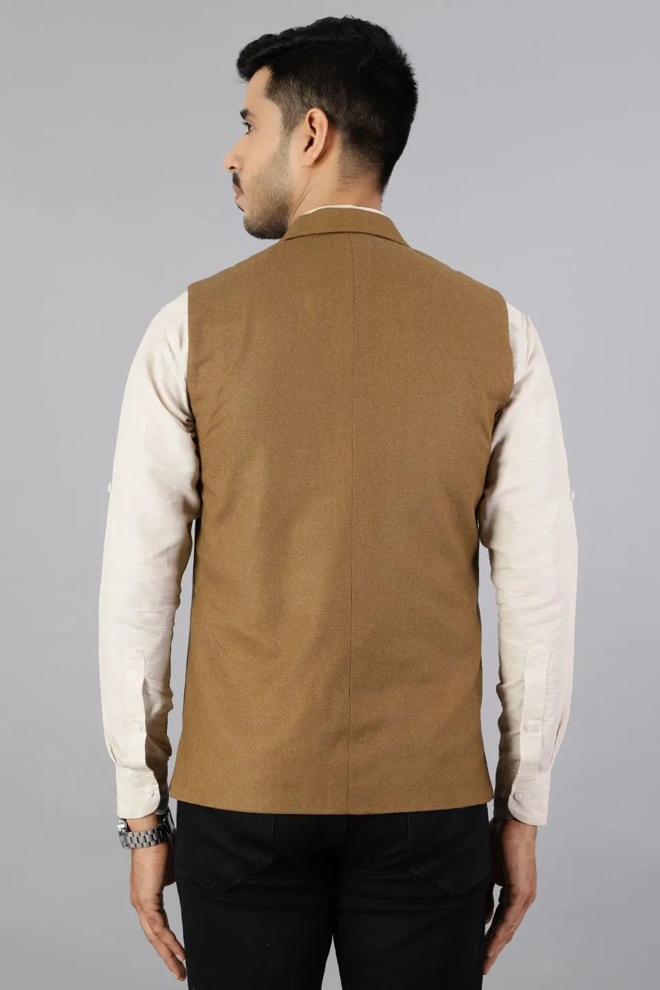 Tweed Wool Brown Modi Nehru Jacket
