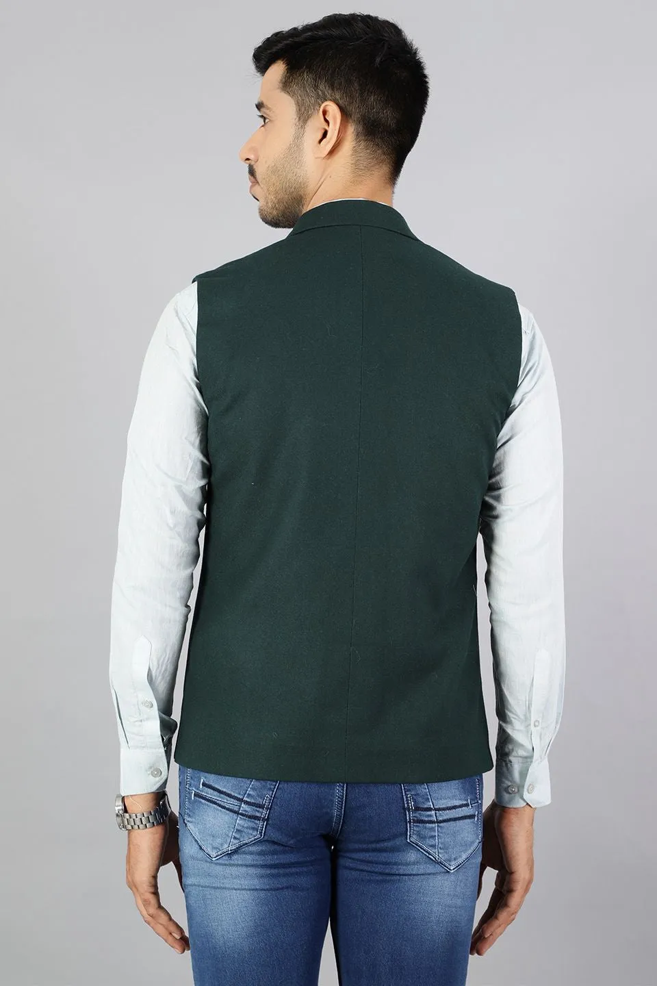 Tweed Wool Green Modi Nehru Jacket