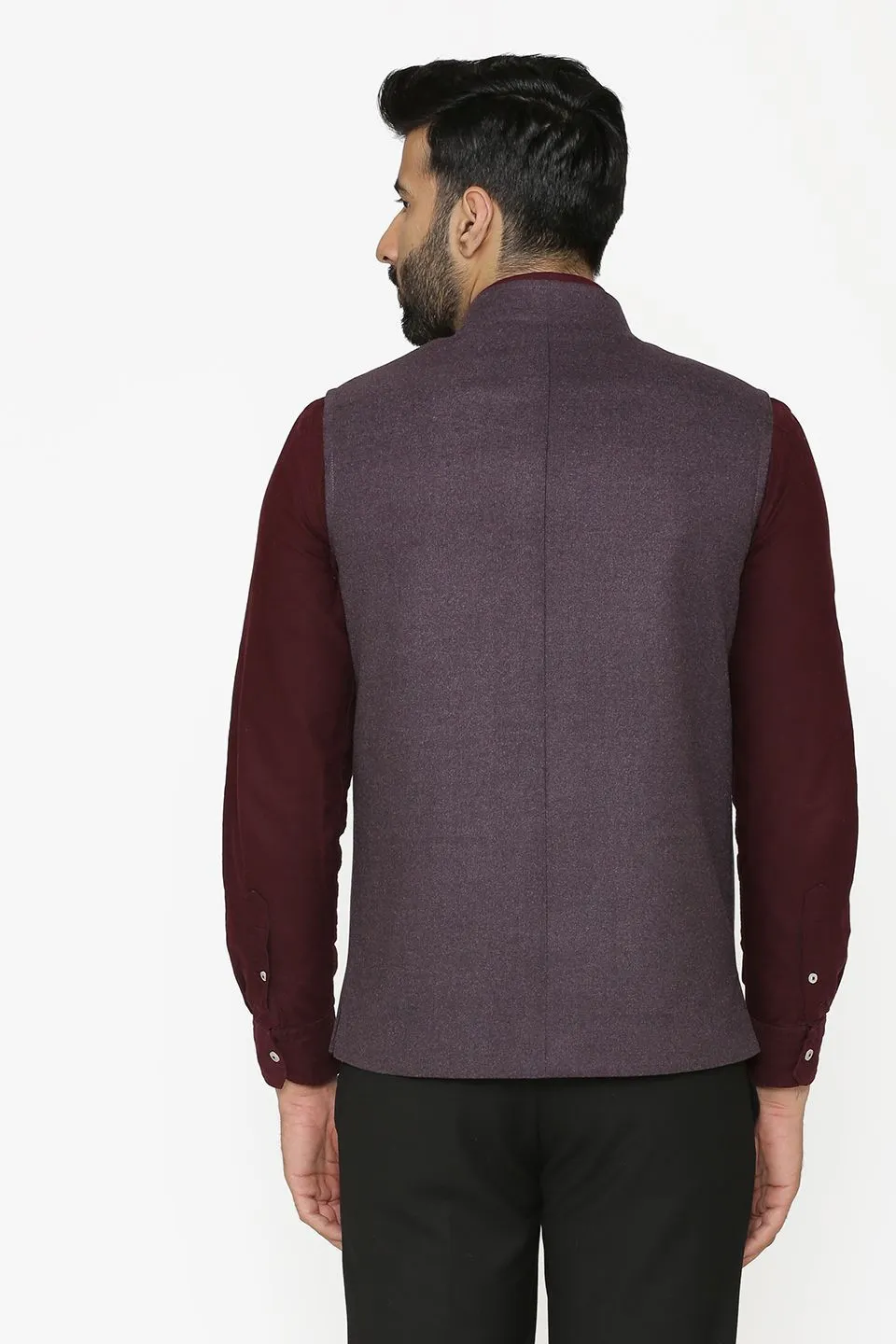 Tweed Wool Purple Modi Nehru Jacket