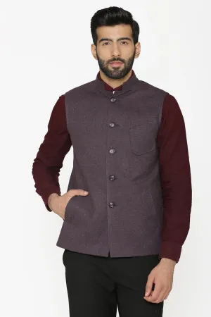 Tweed Wool Purple Modi Nehru Jacket