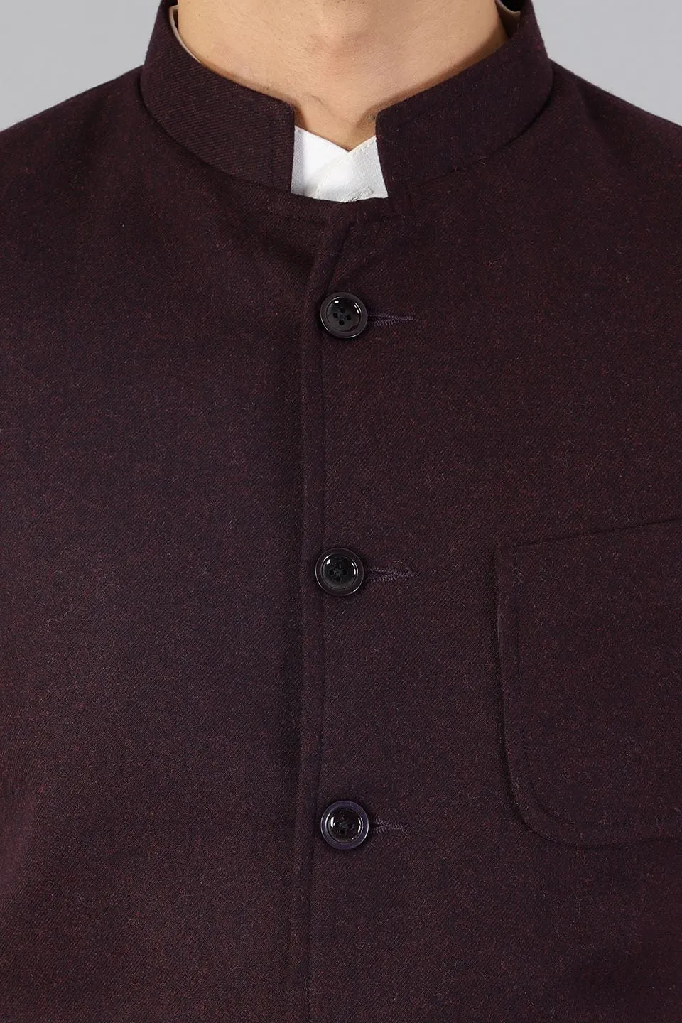 Tweed Wool Purple Modi Nehru Jacket