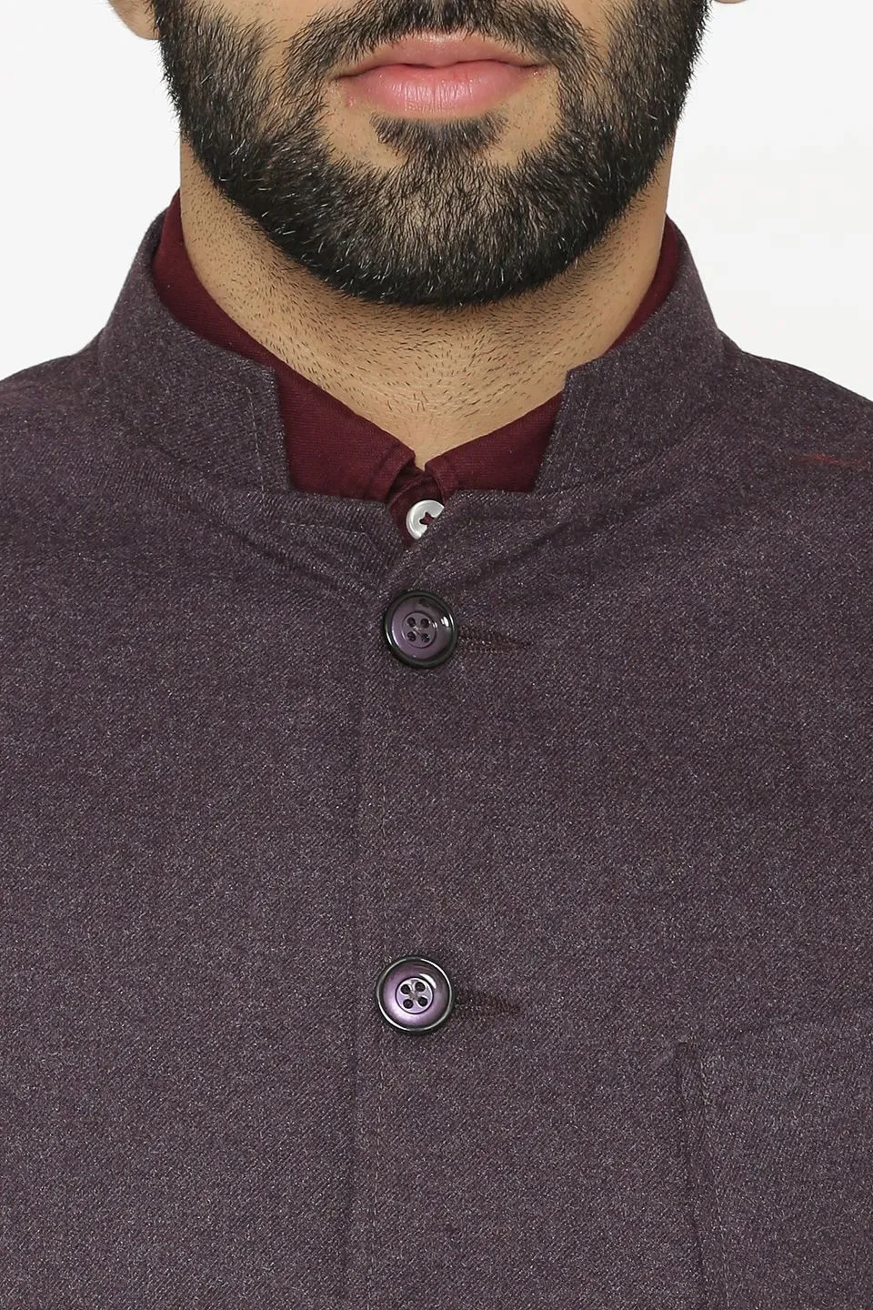 Tweed Wool Purple Modi Nehru Jacket