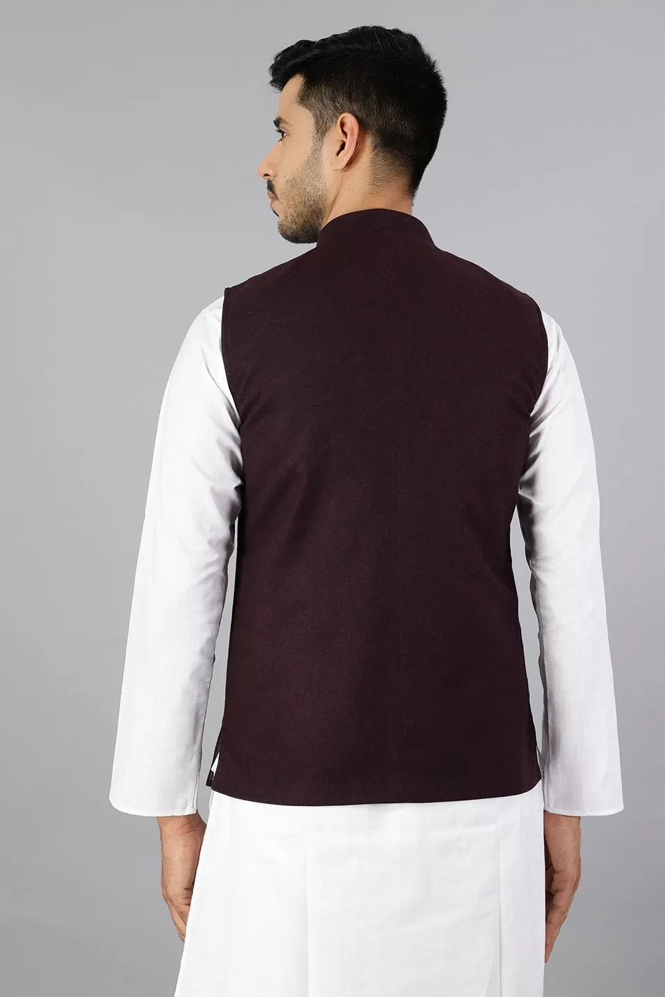 Tweed Wool Purple Modi Nehru Jacket