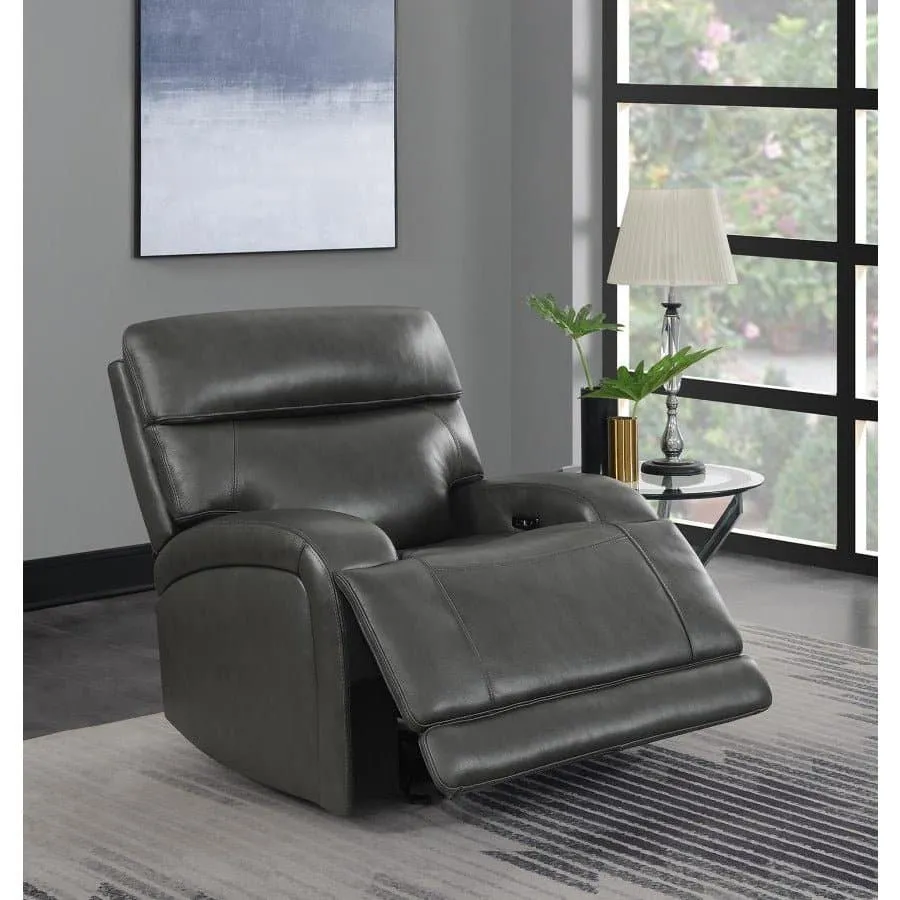 Upholstered Power Glider Recliner in Charcoal