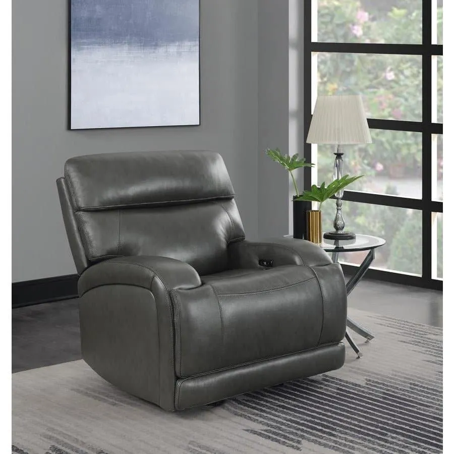 Upholstered Power Glider Recliner in Charcoal