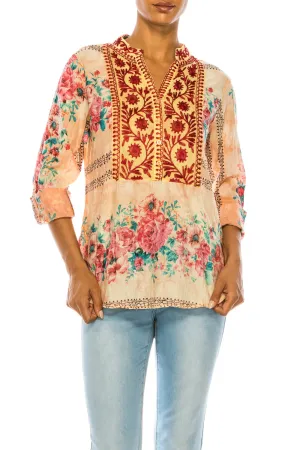 Vintage Tunic with Floral Embroidery