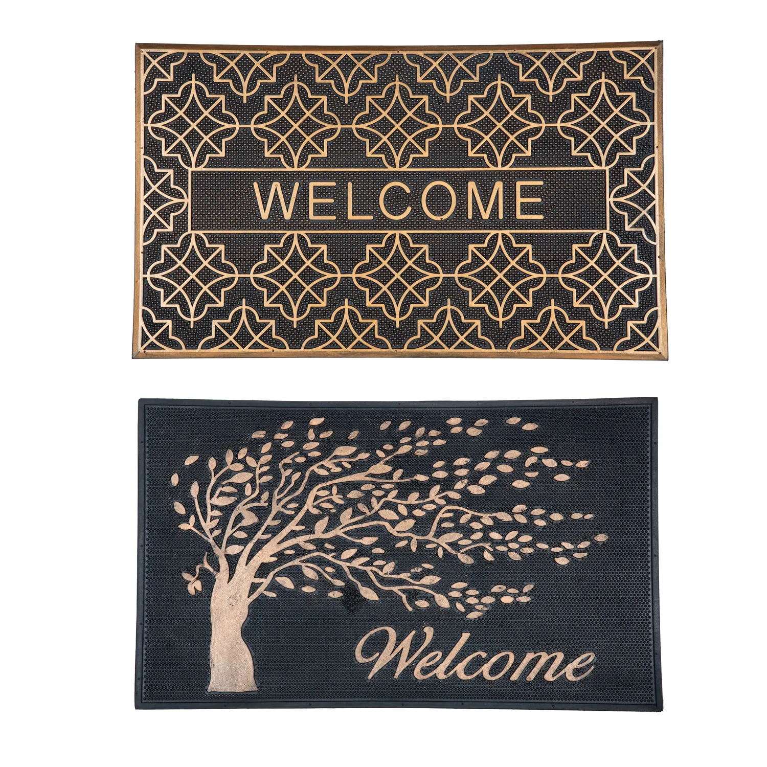 Welcome Metallic Rubber Pin Mat, 2 Asst,41r2727