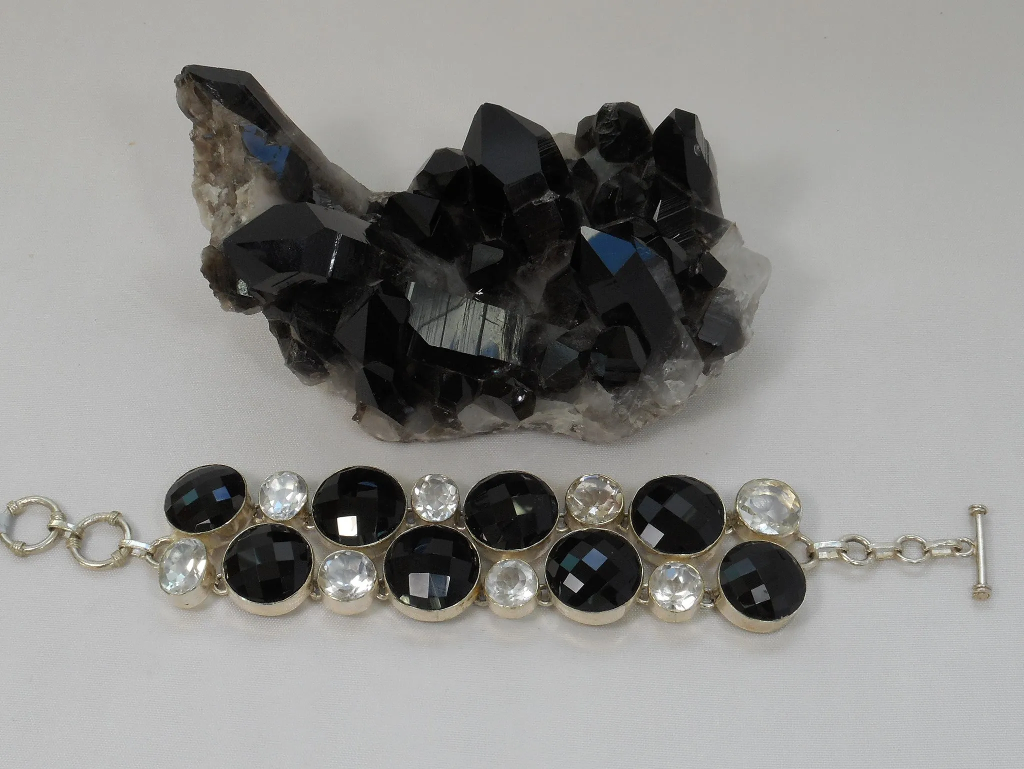 *White Topaz and Black Onyx Bracelet