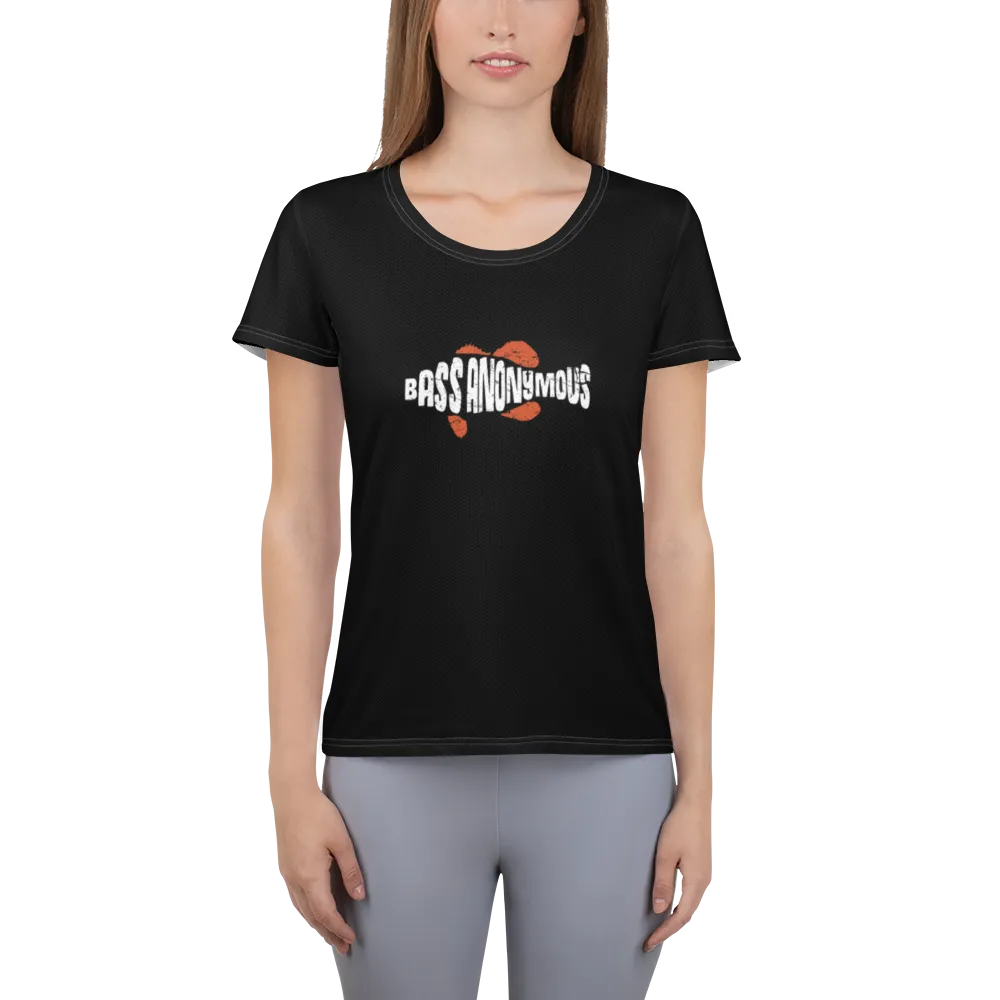 Women's BA Grunge White/Red SwimLogo MaxDri Athletic T-shirt