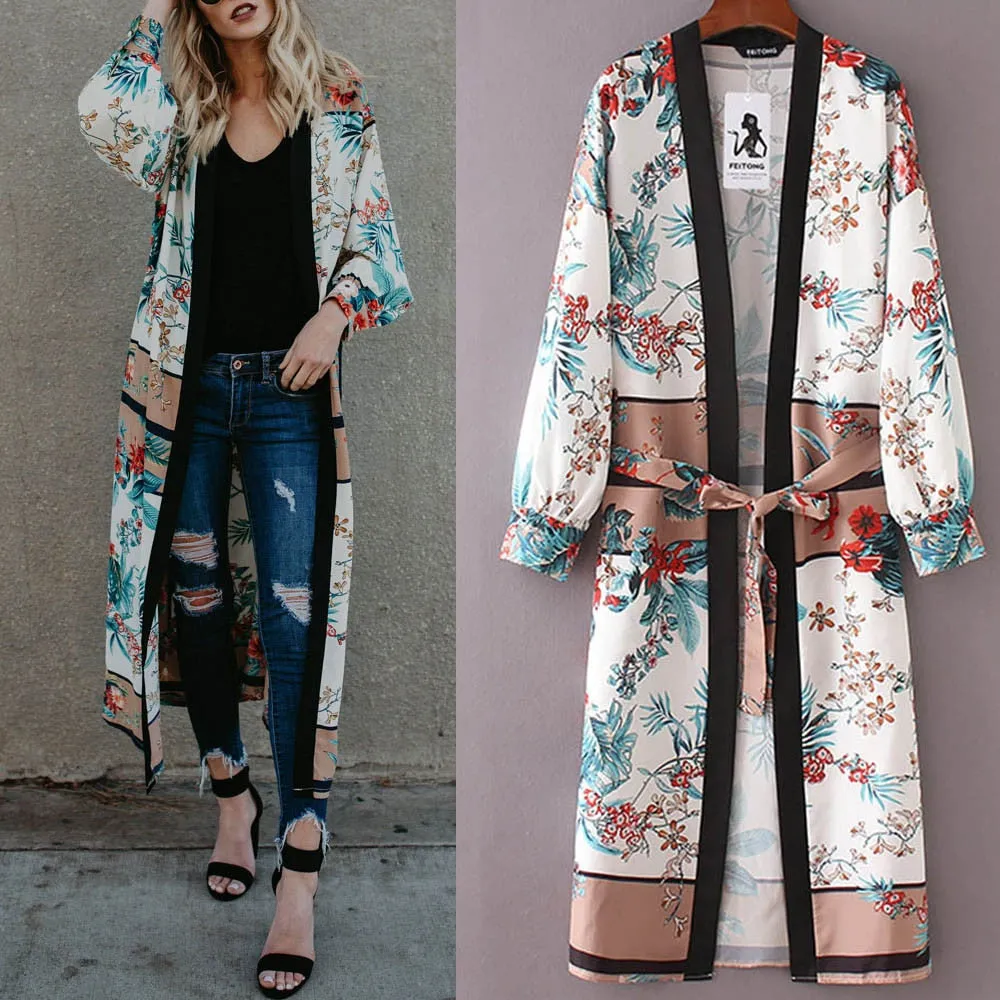 Womens Blouse Belt Bandage Shawl Print