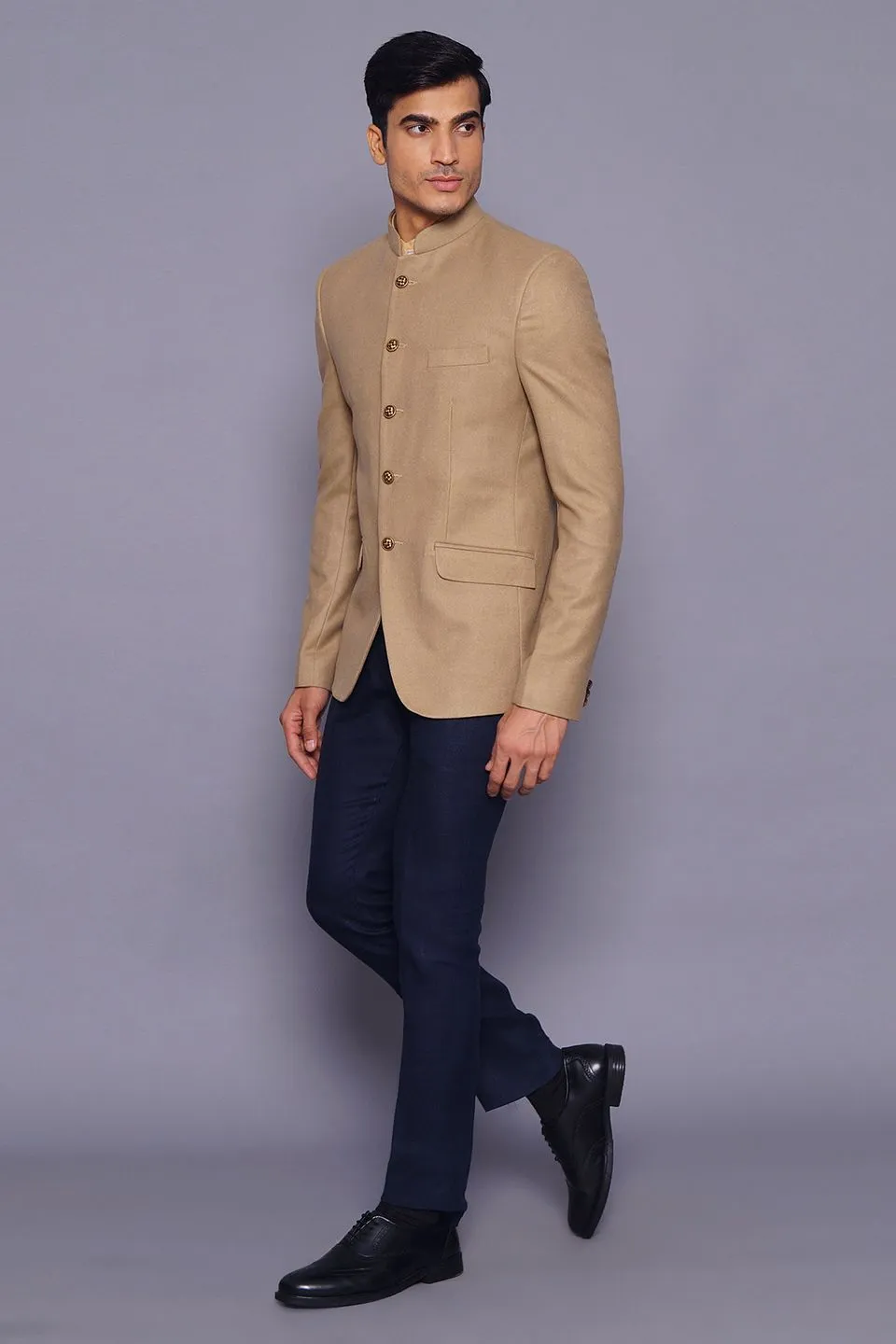 Wool Beige Bandhgala