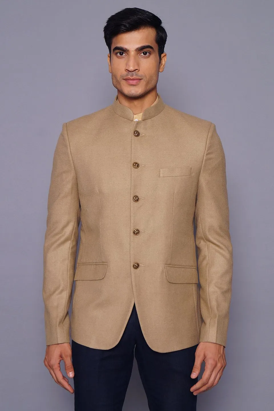 Wool Beige Bandhgala