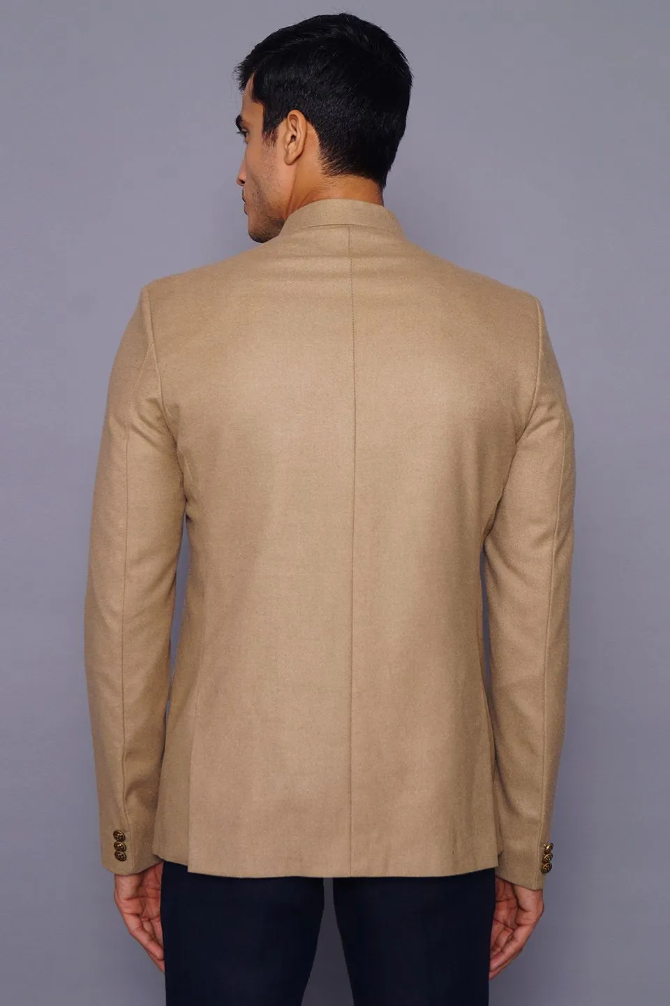 Wool Beige Bandhgala