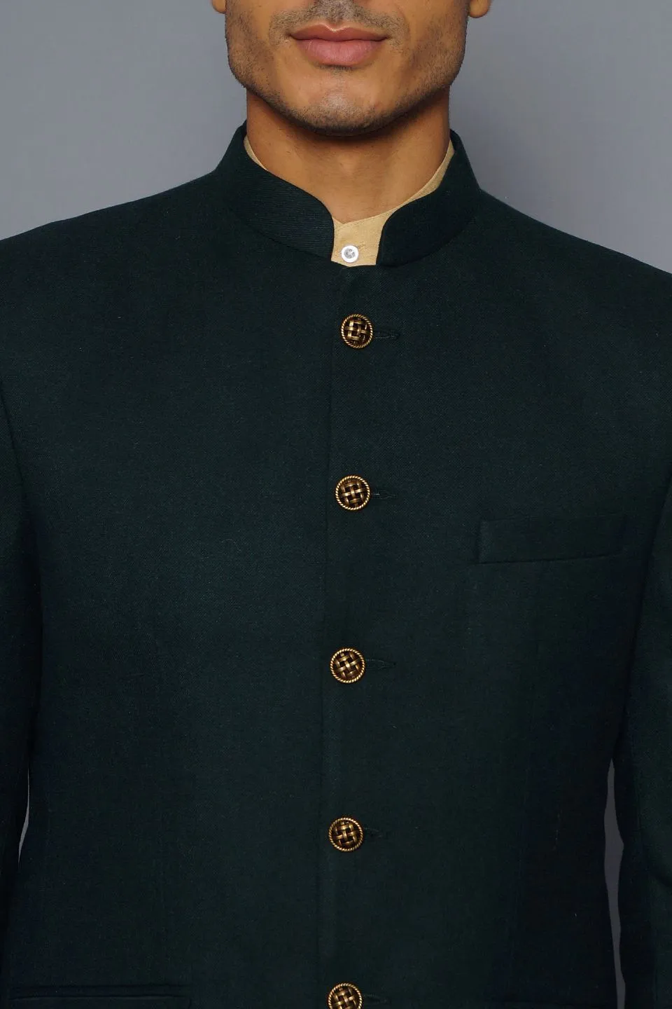 Wool Green Bandhgala