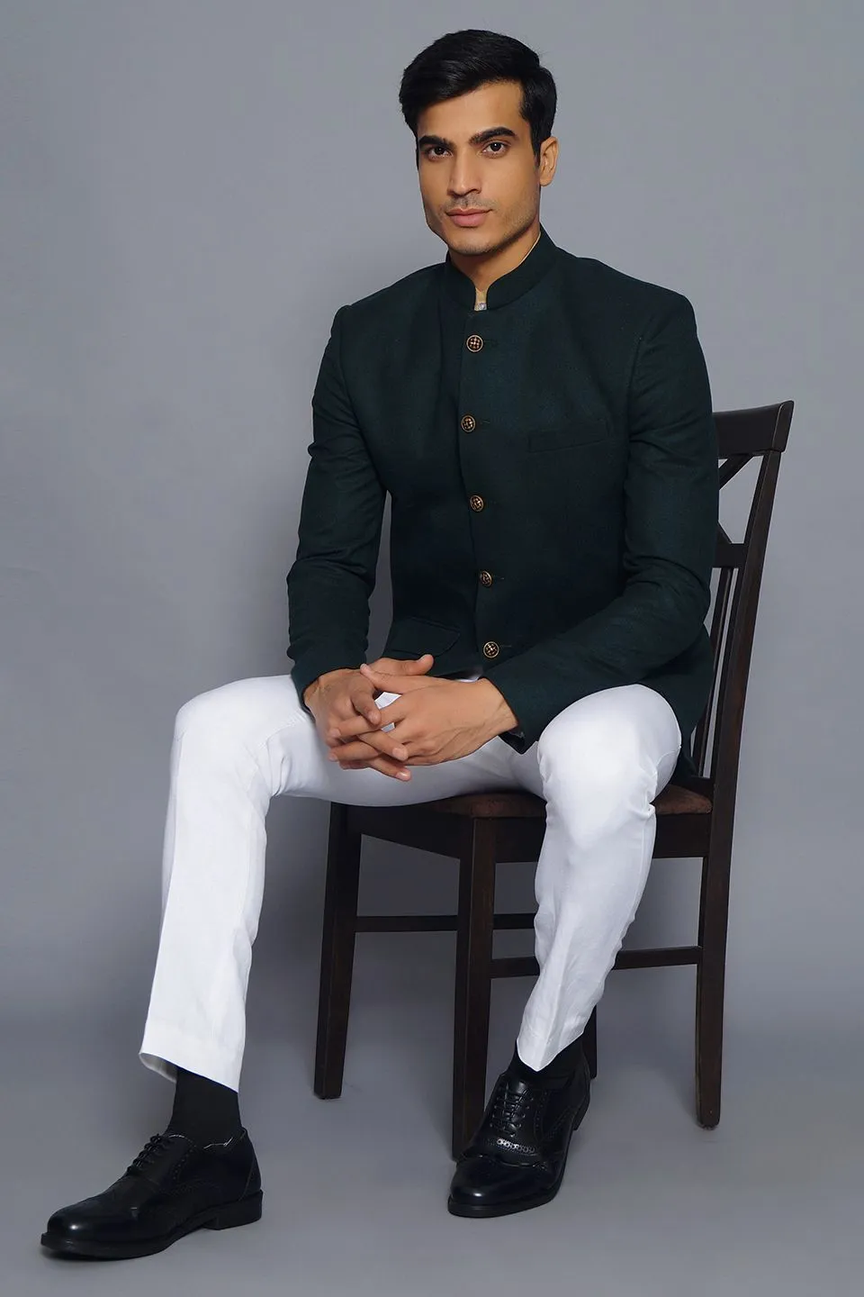 Wool Green Bandhgala