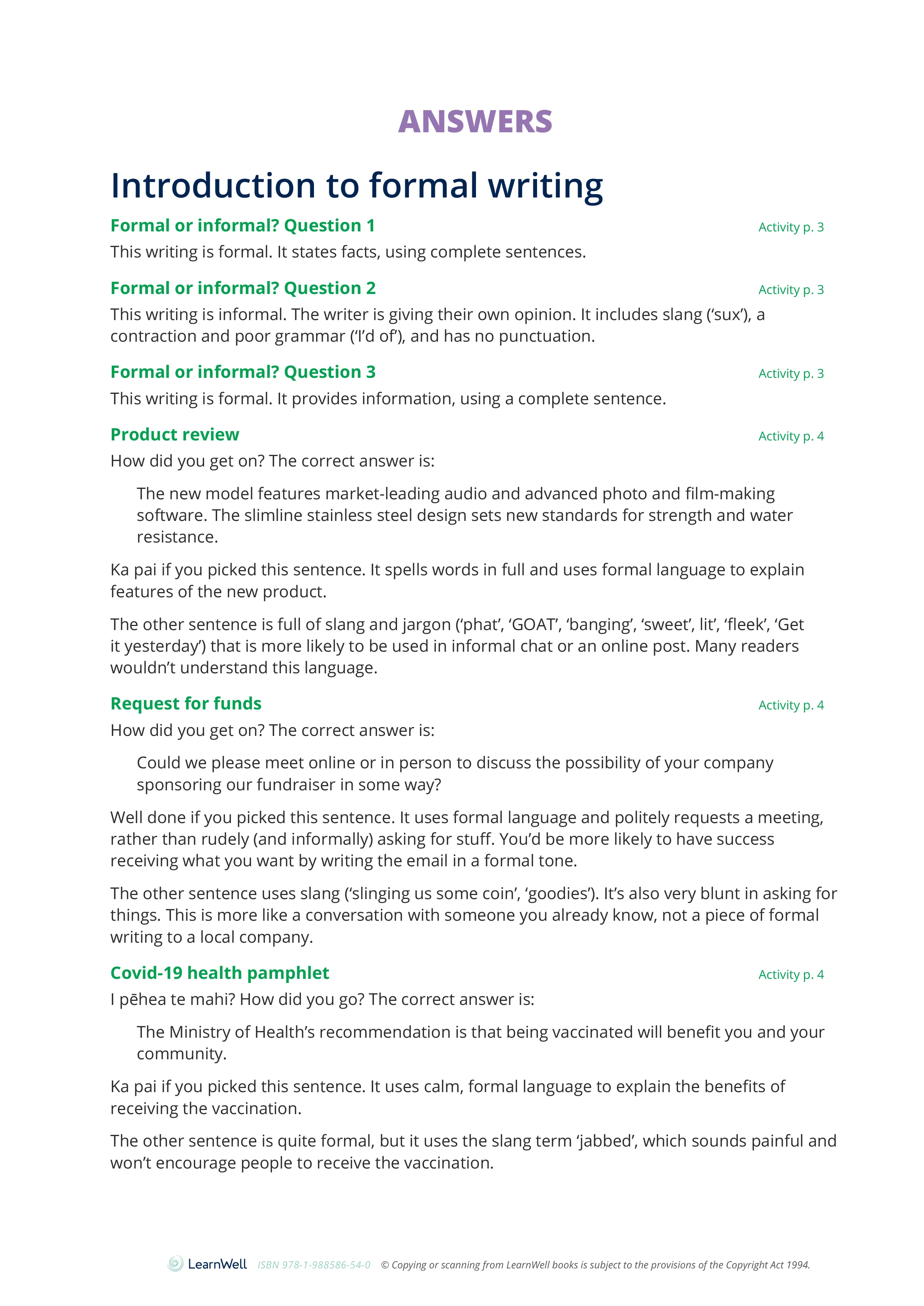 Year 9 Formal Writing Skills Learning Guide