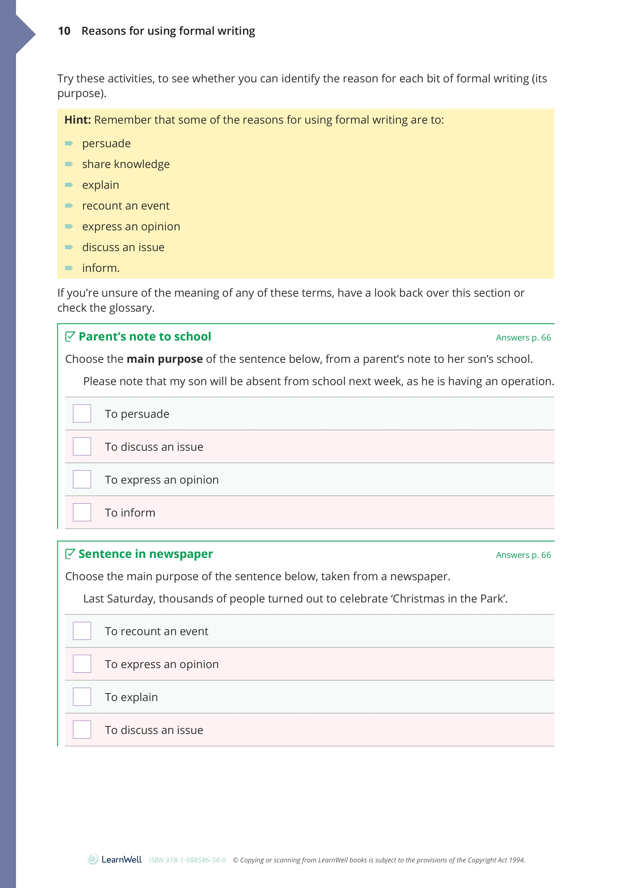 Year 9 Formal Writing Skills Learning Guide