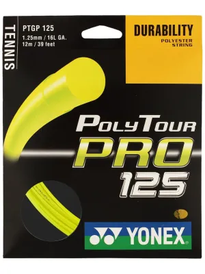 Yonex Polytour PRO 125 (16L Gauge) Tennis String Set in Yellow