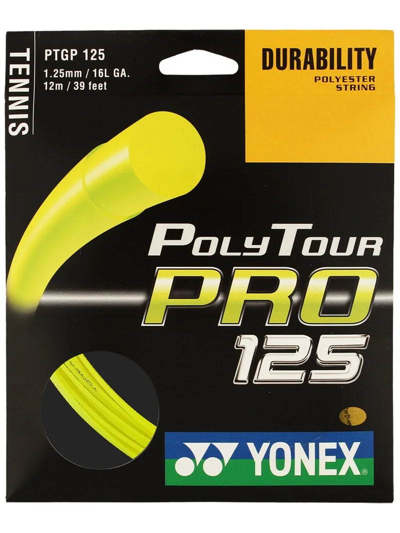 Yonex Polytour PRO 125 (16L Gauge) Tennis String Set in Yellow